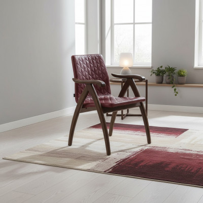 Modern chair with armrests leather seat design wood chairs dining room
