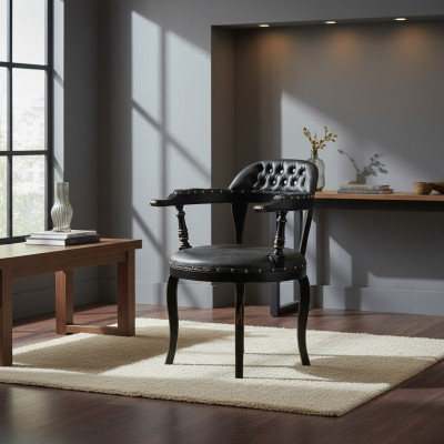 Luxury design upholstered chair with cushion seat dining room wood chair with armrests