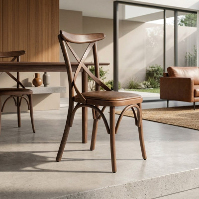 Wooden designer chair luxury dining room furniture brown new establishment