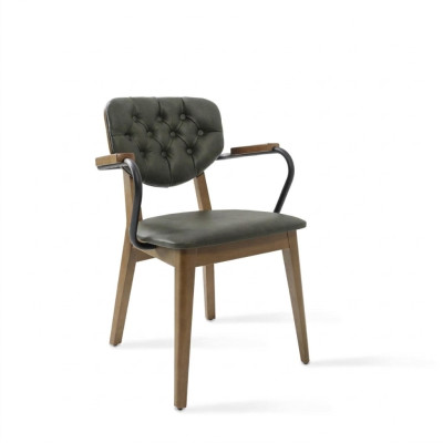 Dining room chair with armrests, Chesterfield upholstery, furnishing, luxury furniture