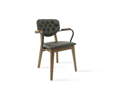 Dining room chair with armrests, Chesterfield upholstery, furnishing, luxury furniture
