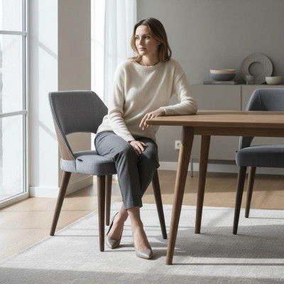Dining room chair grey upholstered fabric new luxury seat chair interior design