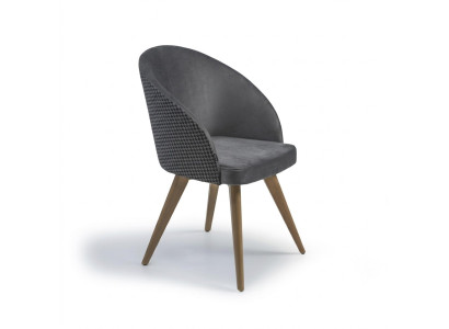 Designer luxury dining chair with armrests, gray, modern upholstered seat