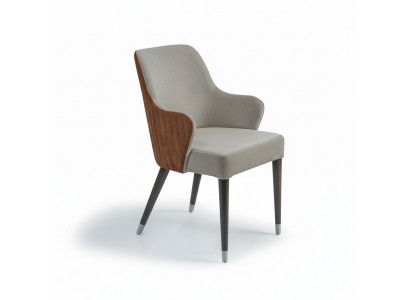 Luxury chair with armrests gray upholstered seat modern dining room designer furniture