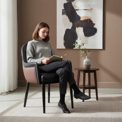 Black chair with armrests modern dining room luxury furniture upholstered seat