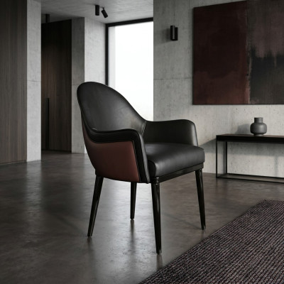 Black chair with armrests modern dining room luxury furniture upholstered seat