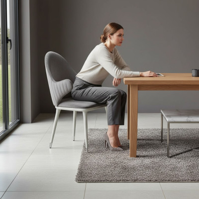 Gray chair with armrests modern dining room luxury designer furniture