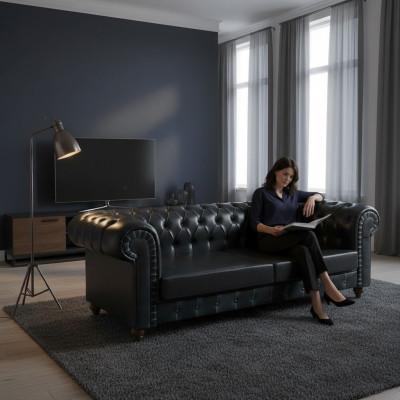 Modern Chesterfield Sofa Couch Three-seater Luxury Upholstered Sofas Designer