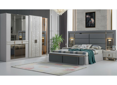 Complete bedroom furniture set bed 2x bedside table wardrobe new