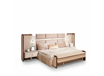 Bedroom set luxury design bed 2x nightstands modern furnishings