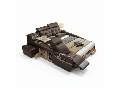 Multifunction Design Bed Big Faux Leather Hotel Upholstery 180x200 Beds New