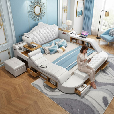 Multifunction Bed Chesterfield Double Luxury Design Bed 180x200 USB