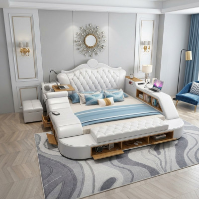 Multifunction Bed Chesterfield Double Luxury Design Bed 180x200 USB