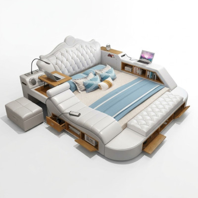 Multifunction Bed Chesterfield Double Luxury Design Bed 180x200 USB