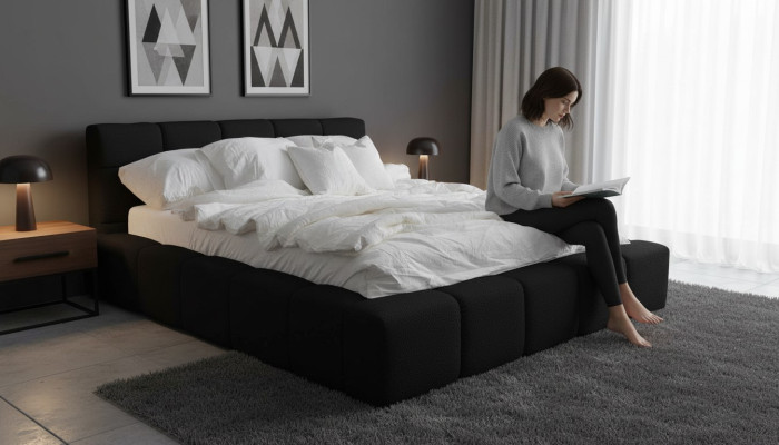 Classic upholstered design bed luxury double hotel beds sleep room textile new