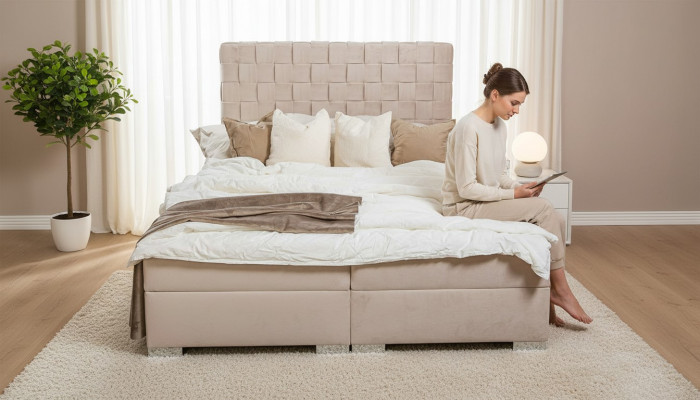 Upholstered bed beds beige upholstery designer luxury design 180x200 double bed