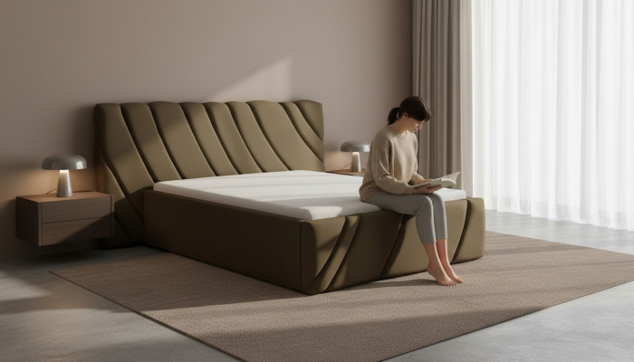 Luxury bedroom bed design upholstery double hotel bed furniture fittings