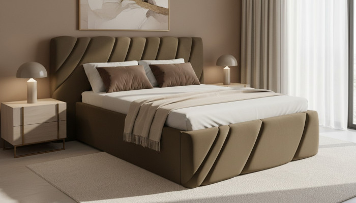 Luxury bedroom bed design upholstery double hotel bed furniture fittings