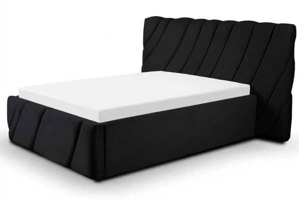 Luxury bedroom bed double bed black wood upholstered beds bed frame
