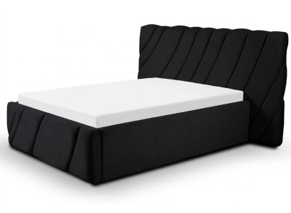 Luxury bedroom bed double bed black wood upholstered beds bed frame