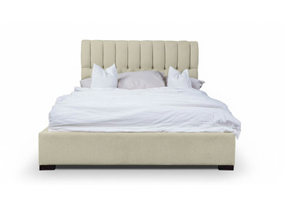 Bed Beige Double Bed Wood Modern Beds Luxury Fabric Bed Bedroom