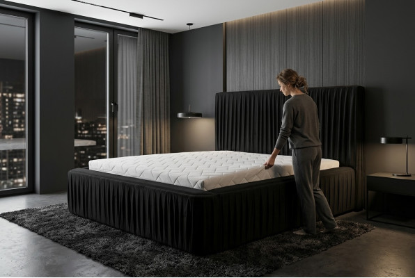Luxury double hotel bed design bedroom luxury black modern
