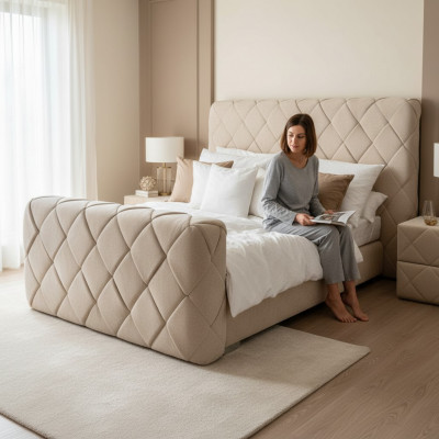 Luxury bedroom furniture beds modern bed frame 140x200 cm design headboard