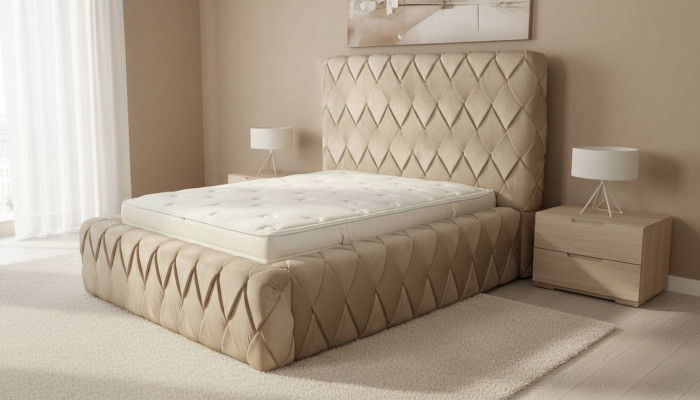 Luxury bed frame 180x200 cm color beige headboard beds bedroom furniture