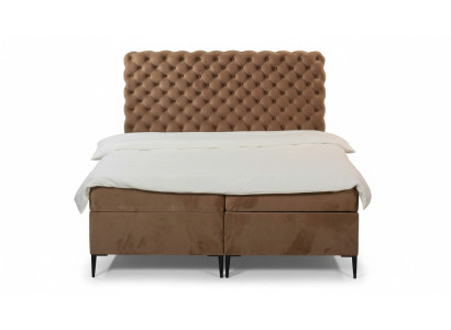 Textile bed brown luxury double Chesterfield bedroom design beds