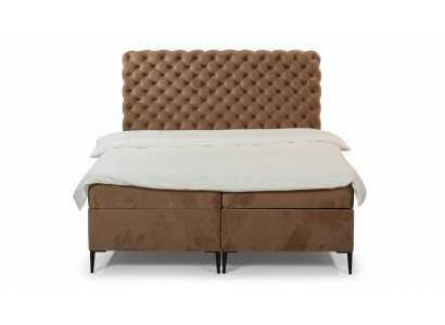 Textile bed brown luxury double Chesterfield bedroom design beds