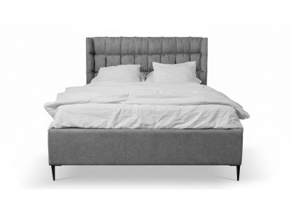 Gray double bed classic bedroom furniture design elegant fabric bed
