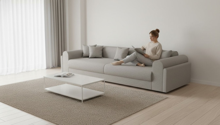 Designer sofa 3-seater gray fabric sofa sofas textiles couch three-seater 240cm