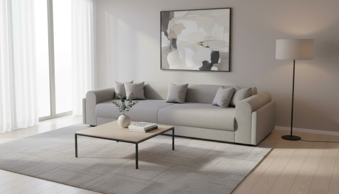 Designer sofa 3-seater gray fabric sofa sofas textiles couch three-seater 240cm