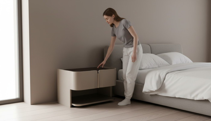 Gray Design Nightstand Console Side Tables Bedroom Wood Luxury