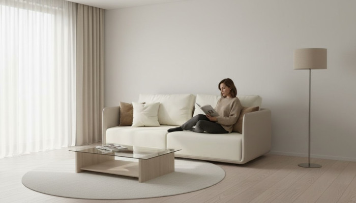 3-seater sofa furniture fabric three-seater luxury living room 235cm textile