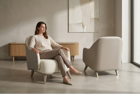 Armchair 1-Seater Upholstered Sofas Design Luxury Textile Couch White Sofa New