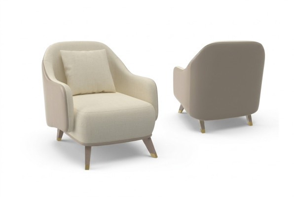 Armchair 1-Seater Upholstered Sofas Design Luxury Textile Couch White Sofa New