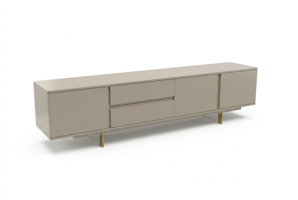 Luxury wall unit TV stand RTV lowboard wood living room beige furniture