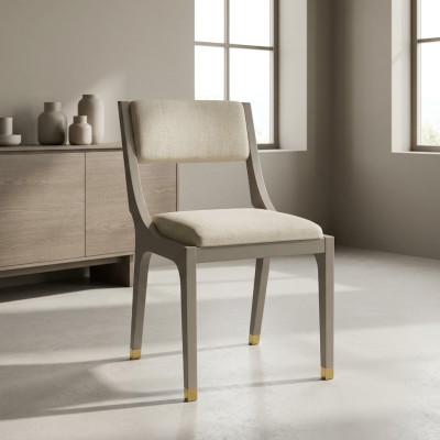 Designer chair dining room chair fabric white real wood new