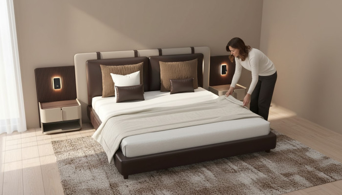 Luxury Bedroom Nightstand Beds Bed 3-piece Complete Set Design Furniture