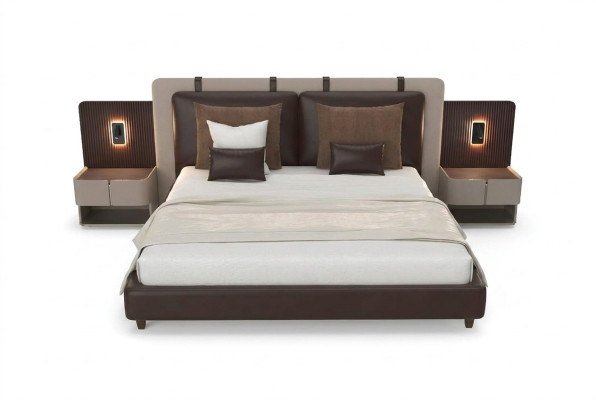 Luxury Bedroom Nightstand Beds Bed 3-piece Complete Set Design Furniture