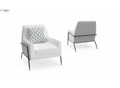 Designer armchair living room furniture furnishings white textile TV chair lounge