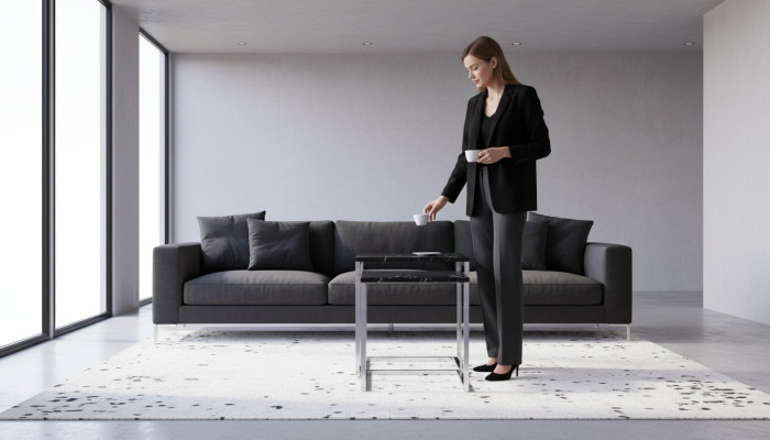 Side table living room furniture material black stainless steel design table