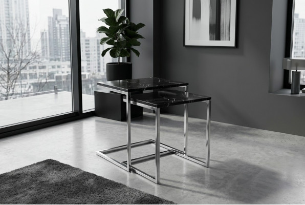 Side table living room furniture material black stainless steel design table