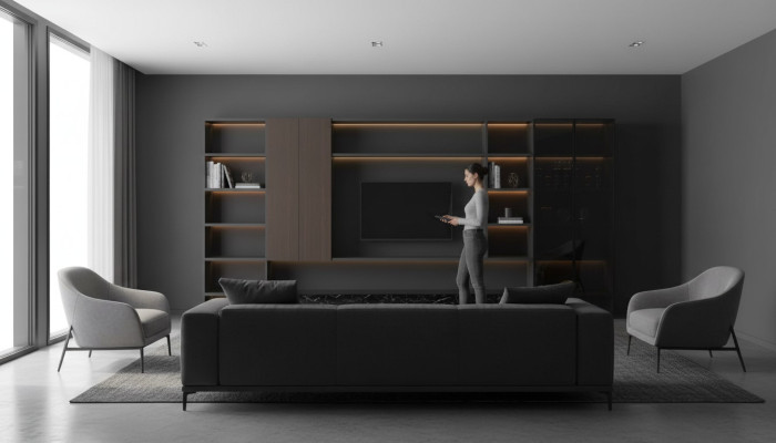 Modern living room wall unit cabinet wall modern brown wood cabinet