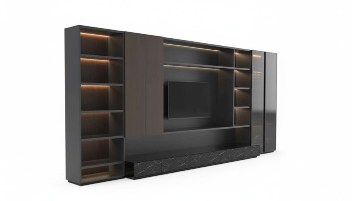 Modern living room wall unit cabinet wall modern brown wood cabinet