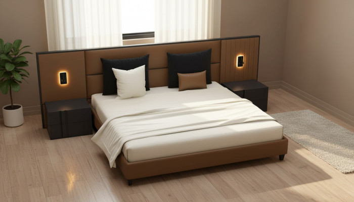 Luxury bedroom nightstand beds bed 3-piece design furniture complete set