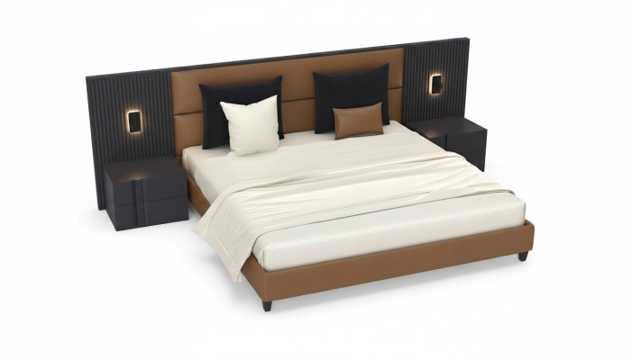 Luxury bedroom nightstand beds bed 3-piece design furniture complete set