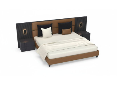 Luxury bedroom nightstand beds bed 3-piece design furniture complete set