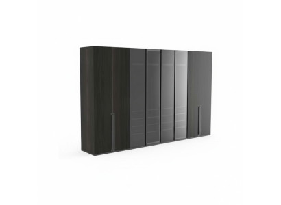 Wardrobe Bedroom Luxury Cabinets 8-Door Black Wardrobe